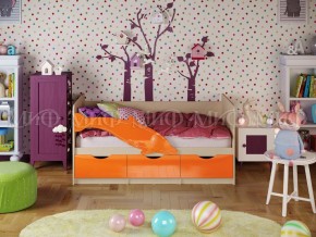 Кровать Дельфин-1 800*1600 (Оранжевый металлик/дуб крафт белый) в Снежинске - snezhinsk.mebel24.online | фото