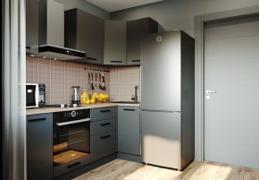 Кухня угловая Антрацит 2200х1000 (Стол. 38мм) в Снежинске - snezhinsk.mebel24.online | фото 1