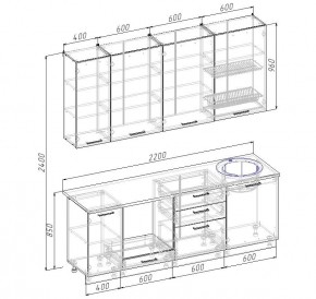 Кухонный гарнитур Латте 2200 (Стол. 38мм) в Снежинске - snezhinsk.mebel24.online | фото 2