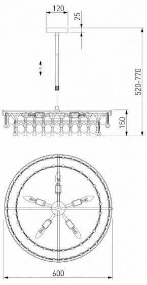Люстра на штанге Eurosvet Sophie 60165/6 латунь в Снежинске - snezhinsk.mebel24.online | фото 3