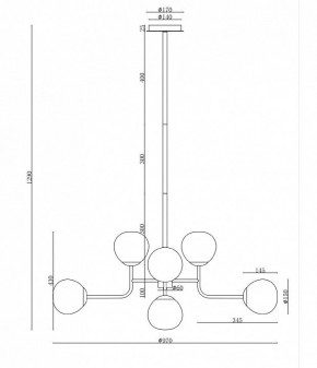 Люстра на штанге Maytoni Erich MOD221-PL-08-N в Снежинске - snezhinsk.mebel24.online | фото 3
