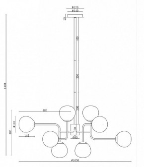 Люстра на штанге Maytoni Erich MOD221-PL-12-G в Снежинске - snezhinsk.mebel24.online | фото 3