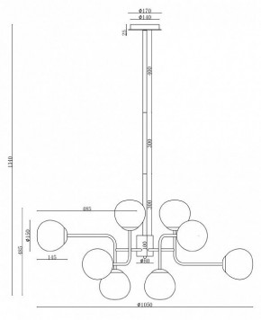 Люстра на штанге Maytoni Erich MOD221-PL-12-N в Снежинске - snezhinsk.mebel24.online | фото 3
