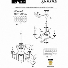 Подвесная люстра iLamp Diamond 6071-8 CR+CL в Снежинске - snezhinsk.mebel24.online | фото 2