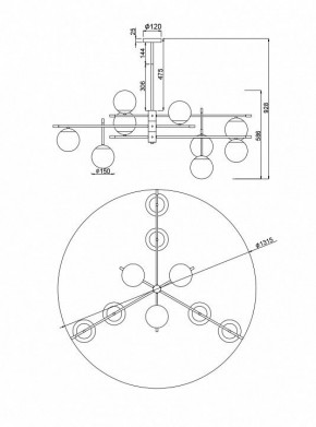 Подвесная люстра Maytoni Nostalgia MOD048PL-09G в Снежинске - snezhinsk.mebel24.online | фото 3