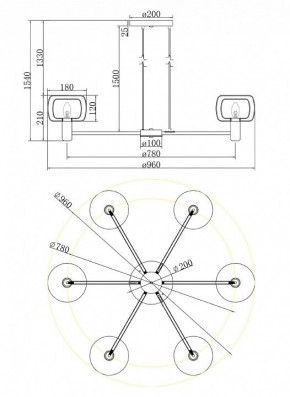 Подвесная люстра Maytoni Vision MOD411PL-06G в Снежинске - snezhinsk.mebel24.online | фото 6