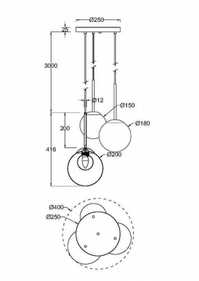 Подвесной светильник Maytoni Basic form MOD521PL-03G в Снежинске - snezhinsk.mebel24.online | фото 3