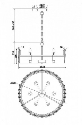 Подвесной светильник Maytoni Puntes MOD043PL-06G в Снежинске - snezhinsk.mebel24.online | фото 4