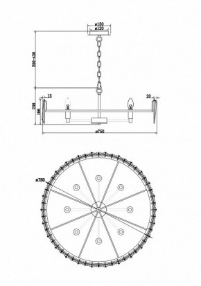 Подвесной светильник Maytoni Puntes MOD043PL-08CH в Снежинске - snezhinsk.mebel24.online | фото 4