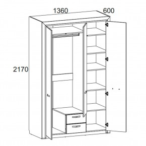 Шкаф 3D2S Z, OLIVIA, цвет вудлайн крем/дуб анкона в Снежинске - snezhinsk.mebel24.online | фото