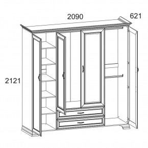 Шкаф 4D2S Z, TIFFANY, цвет вудлайн кремовый в Снежинске - snezhinsk.mebel24.online | фото 2