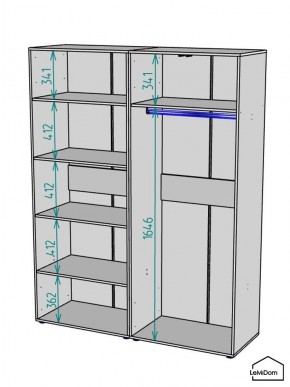 Шкаф Linnea MHR-4-1 2050х1600х510 (Графит-М 11.1.25) в Снежинске - snezhinsk.mebel24.online | фото 3