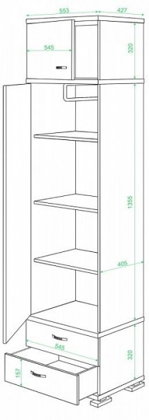 Шкаф платяной Домино КС-10 в Снежинске - snezhinsk.mebel24.online | фото 2