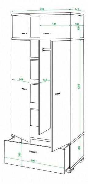 Шкаф платяной Домино КС-20 в Снежинске - snezhinsk.mebel24.online | фото 3