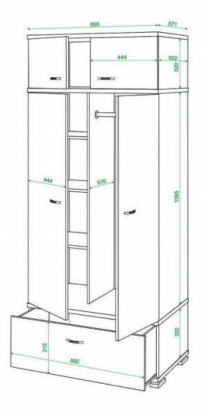 Шкаф платяной Домино КС-20 в Снежинске - snezhinsk.mebel24.online | фото 3