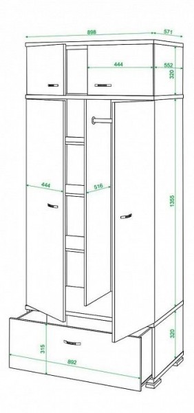 Шкаф платяной Домино КС-20 в Снежинске - snezhinsk.mebel24.online | фото 2