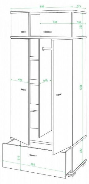 Шкаф платяной Домино КС-20 в Снежинске - snezhinsk.mebel24.online | фото 2