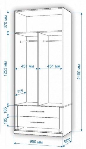 Шкаф платяной Нобиле Пл-95/60 в Снежинске - snezhinsk.mebel24.online | фото 2