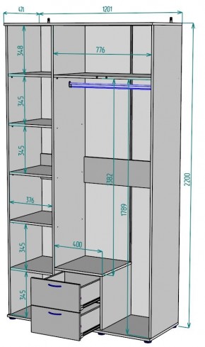 Шкаф с зеркалом Ольга H54_M в Снежинске - snezhinsk.mebel24.online | фото 2