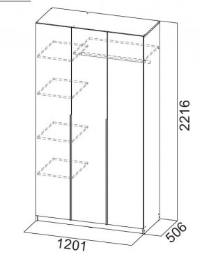 Шкаф ШК-5 (1200) Белый текстурный в Снежинске - snezhinsk.mebel24.online | фото