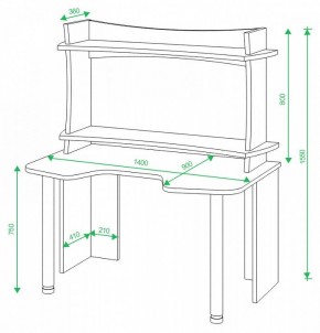 Стол компьютерный Домино Lite СКЛ-Игр140+НКИЛ140ВЛ в Снежинске - snezhinsk.mebel24.online | фото 3