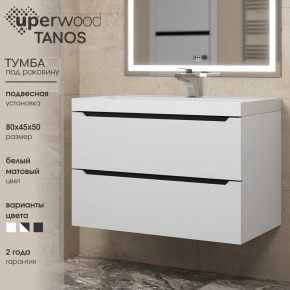 Тумба под раковину Uperwood Tanos 80 см, подвесная, белая/графит в Снежинске - snezhinsk.mebel24.online | фото 3