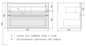 Тумба под раковину Uperwood Tanos 80 см, подвесная, белая/графит в Снежинске - snezhinsk.mebel24.online | фото 7
