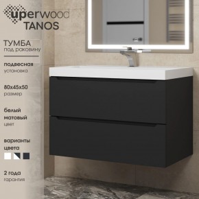 Тумба под раковину Uperwood Tanos 80 см, подвесная, черная матовая в Снежинске - snezhinsk.mebel24.online | фото 3