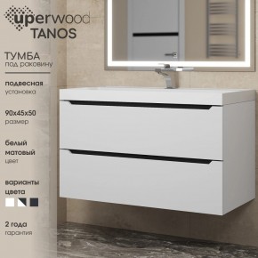 Тумба под раковину Uperwood Tanos 90 см, подвесная, белая/графит в Снежинске - snezhinsk.mebel24.online | фото 3